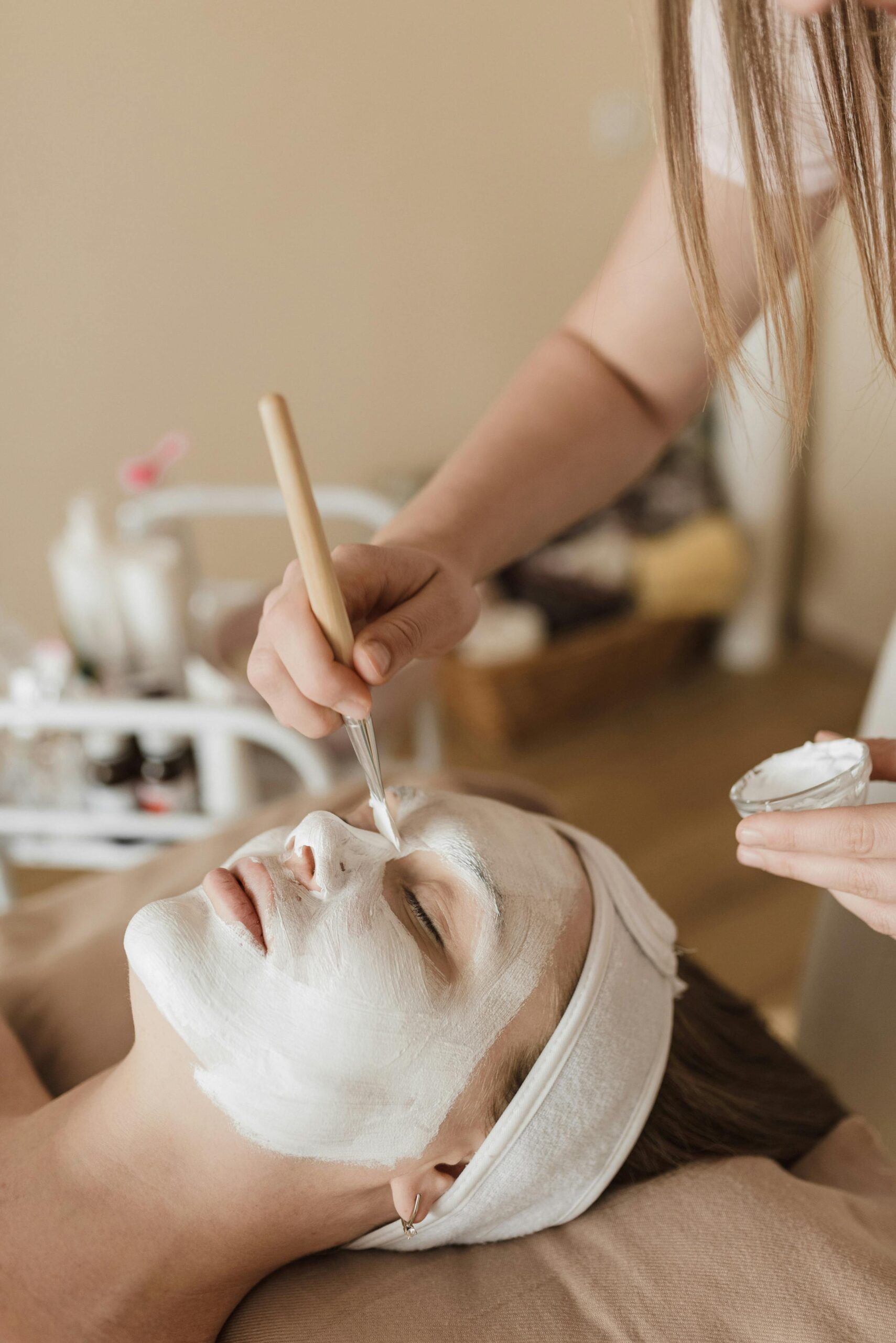 A soothing facial mask application during a spa treatment, promoting relaxation and skincare.